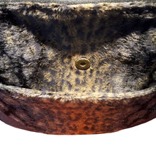 Wild Thing exterior slip pocket in faux fur leopard print with magnetic snap closure, bag by just.a.tad accessories, sold by Gems from Paradise.