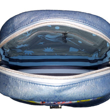 Blue Elephant Bowler Bag, interior view with zipper pocket, by just.a.tad accessories, sold by Gems from Paradise.