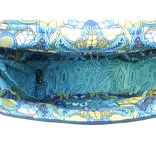 Spring Forward Saddle Bag-interior in Tula Pink cottons with zipper pocket & key fob, by just.a.tad accessories, sold by Gems from Paradise.