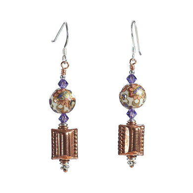 Japanese Tensha, Swarovski Crystal, Copper and Sterling Silver Earrings - Gems from Paradise