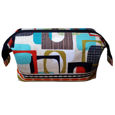 Zip Pouch with Frame, side view, Mid Century Modern inspired fabrics, by just.a.tad accessories, sold by Gems from Paradise.