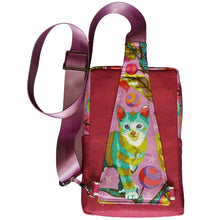 Cat's Meow Sling Bag, back view of strap connector and lilac webbing strap, by just.a.tad accessories, sold by Gems from Paradise.