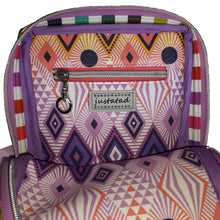 Cat's Meow Sling Bag, interior of bag with coordinating prints, and zipper pocket, by just.a.tad accessories, sold by Gems from Paradise.