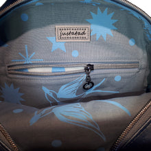 Blue Elephant Bowler Bag, interior view of zipper pocket, by just.a.tad accessories, sold by Gems from Paradise.