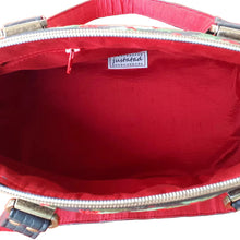 Domed handbag, interior lining with zipper pocket, in red silk dupioni, by just.a.tad accessories, sold by Gems from Paradise.