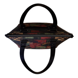 Retro 80s Domed handbag bird's eye view of top zipper closure, by just.a.tad accessories, sold by Gems from Paradise.