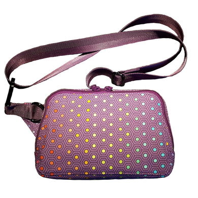 Purple Hexy Waist Pouch, front view by just.a.tad accessories.