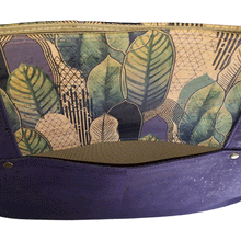 Into the Woods Cork Tote Bag, close up of slip pocket, leaf cork print, dark purple cork, by just.a.tad accessories, sold by Gems from Paradise.