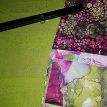 Wallet Clutch WIP, chartreuse cork, colourful fabrics in fuchsias and greens,  flip closure bar, by just.a.tad accessories, sold by Gems from Paradise.