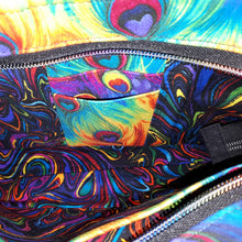 Proud Peacock Crossbody Bag Take 2, bag interior with card slots, by just.a.tad accessories, sold by Gems from Paradise.