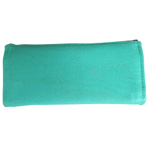 Chrysanthemum Clutch Wallet, back view - seafoam green cork, by just.a.tad accessories, sold by Gems from Paradise.