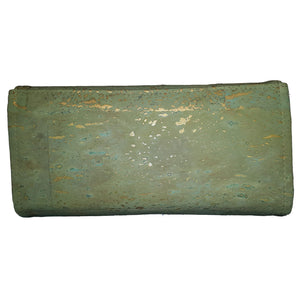 Clutch Wallet in pale green cork with metallic gold flecks - back view, by just.a.tad accessories, sold by Gems from Paradise.