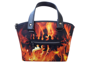 Great Balls of Fire domed handbag with 'fire' zipper overlay by just.a.tad accessories, sold by Gems from Paradise.