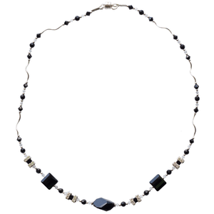Onyx, Swarovski Crystal and Sterling Silver Magnetic Necklace - Gems from Paradise