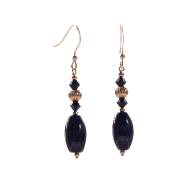 Onyx, Swarovski and 14k Gold Filled Earrings - Gems from Paradise