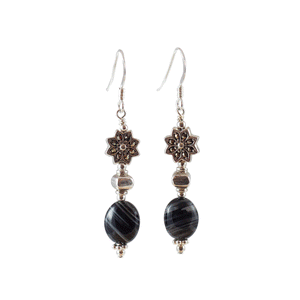Marcasite, Sardonyx and Sterling Silver Earrings - Gems from Paradise