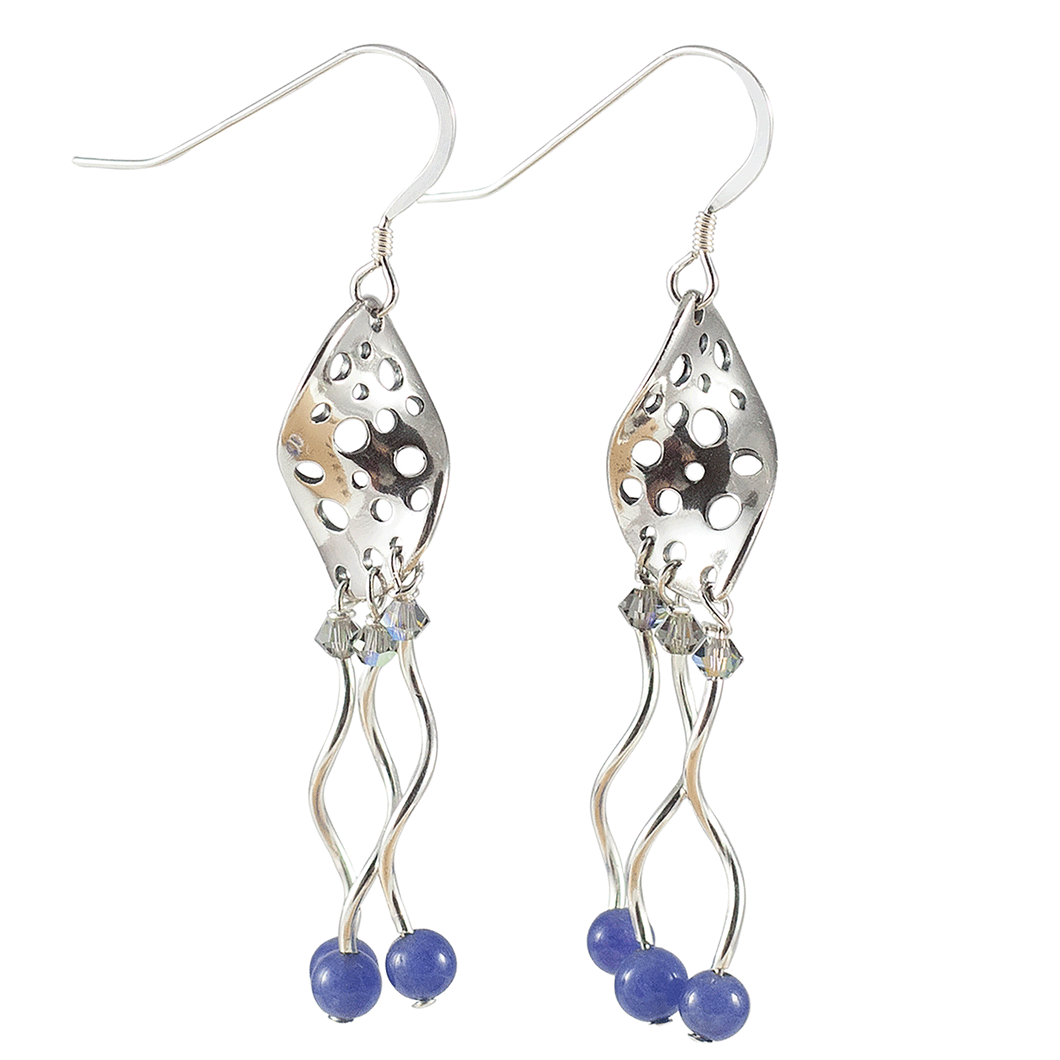 Blue Sapphire Holey Sterling Silver Earrings - Gems from Paradise