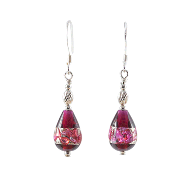 Foiled Fire Glass and Sterling Silver Earrings - Gems from Paradise