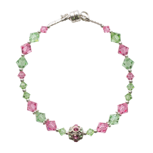 Peridot & Rose Swarovski Crystal and Sterling Silver Bracelet - Gems from Paradise