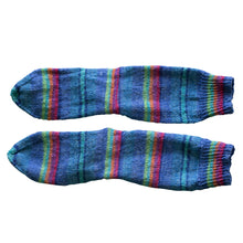 Clear Blue Skies with Pink, Purple, Orange and Mint Green Stripes - Socks by Sandy Designs, sold by Gems from Paradise