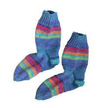 Clear Blue Skies with Pink, Purple, Orange and Mint Green Stripes - Socks by Sandy Designs, sold by Gems from Paradise