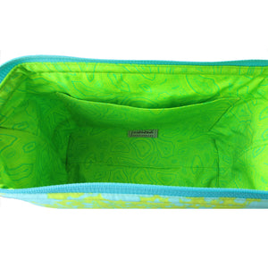 Zip Pouch with Frame, lime-coloured interior view of pouch with slip pocket, by just.a.tad accessories, sold by Gems from Paradise.