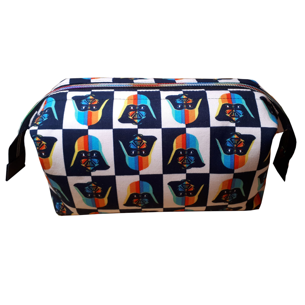 Zip Pouch w Frame, side view, space battle with rainbow zipper, by just.a.tad accessories, sold by Gems from Paradise.