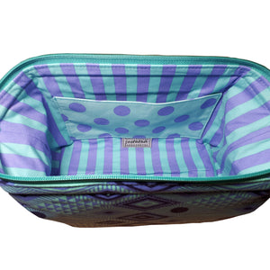 Zip Pouch with Frame, interior w slip pocket, stripes & polka dots, by just.a.tad accessories, sold by Gems from Paradise.
