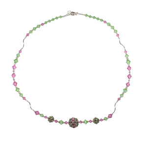 Peridot and Rose Swarovski Crystal and Sterling Silver Necklace - Gems from Paradise