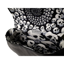 Rockstar Crossbody Bag interior showcasing Alexander Henry Skullfinity fabric, by just.a.tad accessories, sold by Gems from Paradise.
