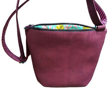 Back of Purple Haze Triple Zip Crossbody Bag in purple cork, by just.a.tad accessories, sold by Gems from Paradise.