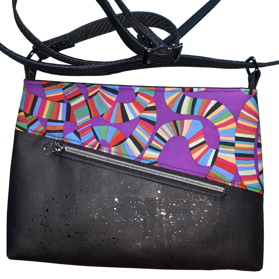 Curves Ahead crossbody bag, front view with angled pocket by just.a.tad accessories, sold by Gems from Paradise.