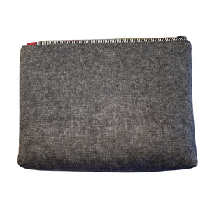 Zip Pouch back view, plain charcoal linen cotton fabric, by just.a.tad accessories, sold by Gems from Paradise.